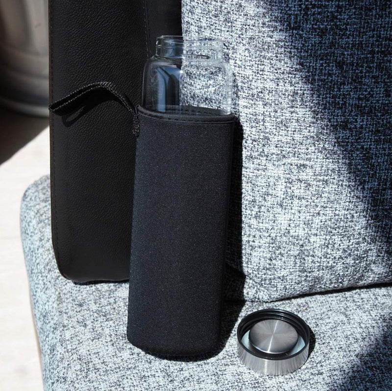 sunkey Glass Water Bottle 32 oz High Borosilicate with Neoprene Sleeve Leak Proof Lid Reusable Eco Friendly Bpa Free - Image 2